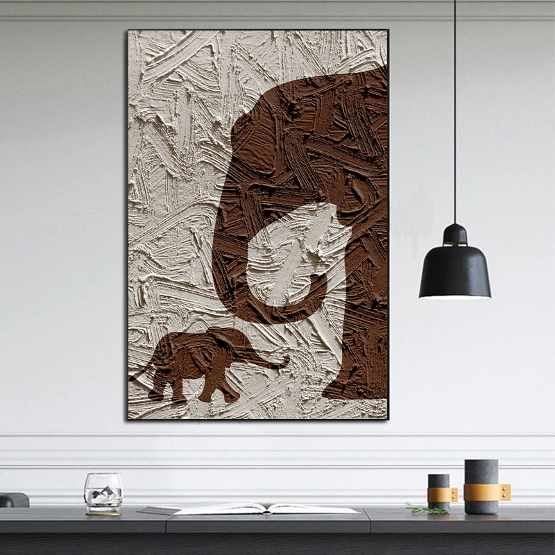 现代晶瓷装饰画 走廊过道客厅餐厅卧室铝合金边框挂画大象80120