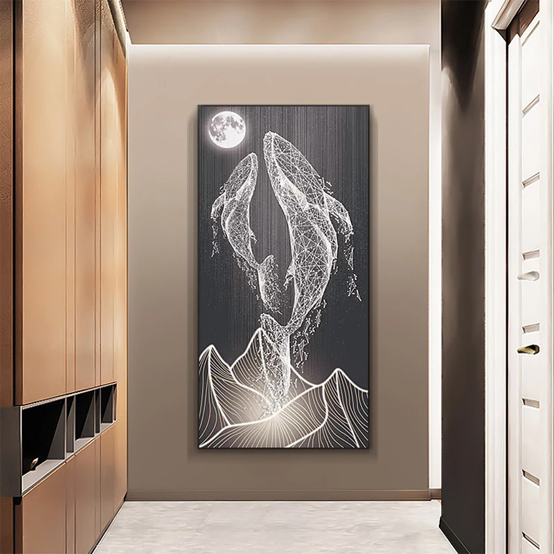 装饰画玄关走廊过道铝合金边框沙发背景墙挂画鲸鱼189