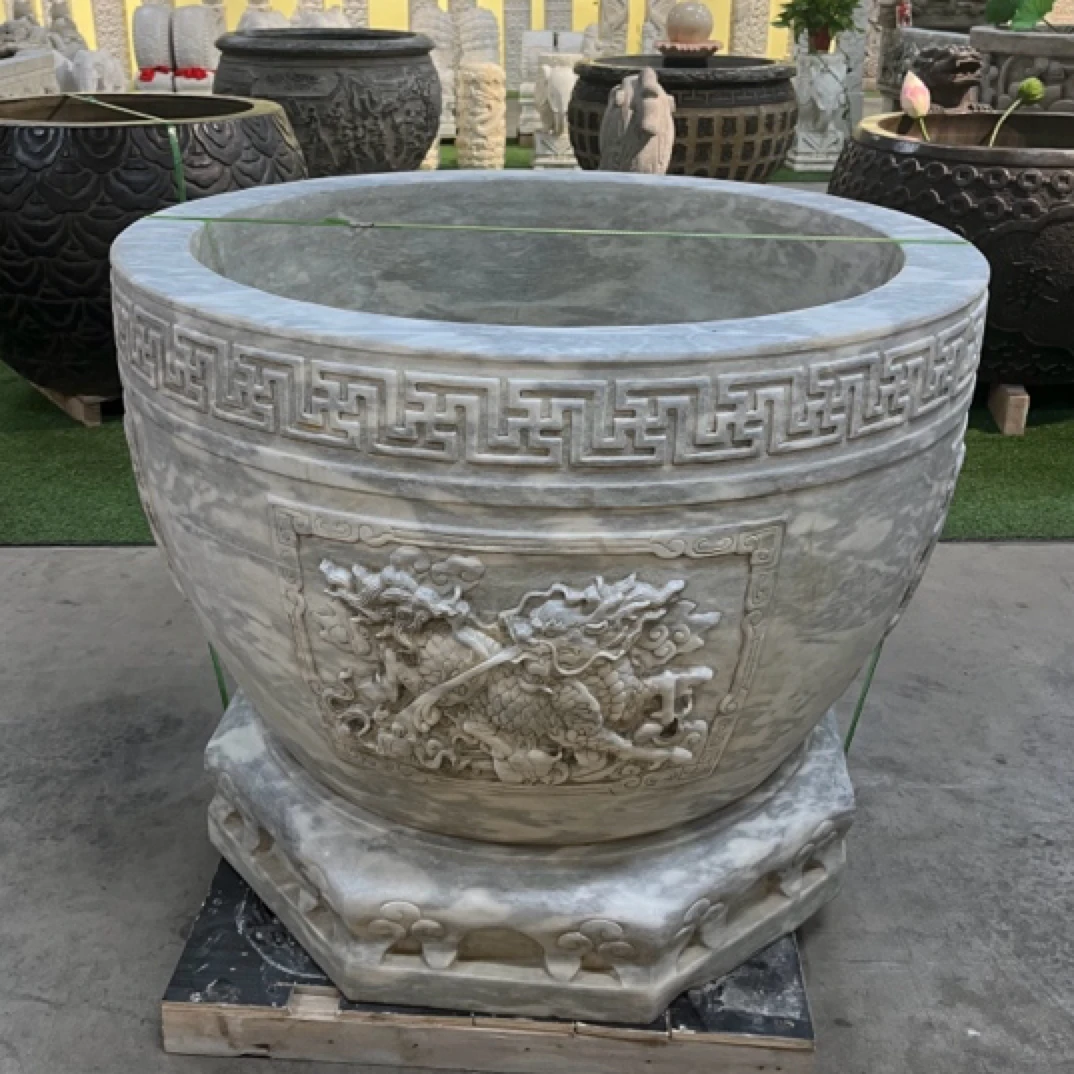 青白石鱼缸门海庭院摆件包邮不包卸车