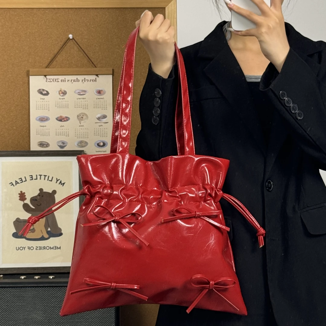 一张同学简约通勤大容量手提单肩包C2379酒红