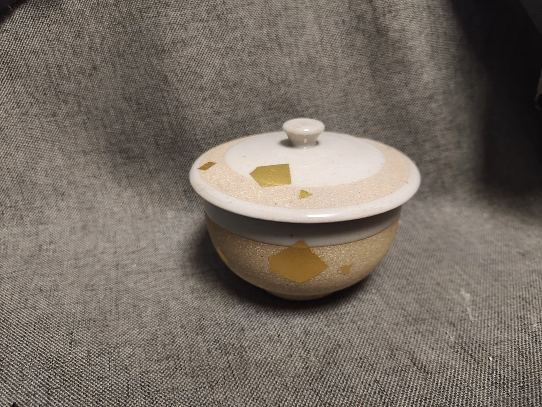 九谷吉右卫门贴金箔盖杯01/12个别可能有点细小磨金复古