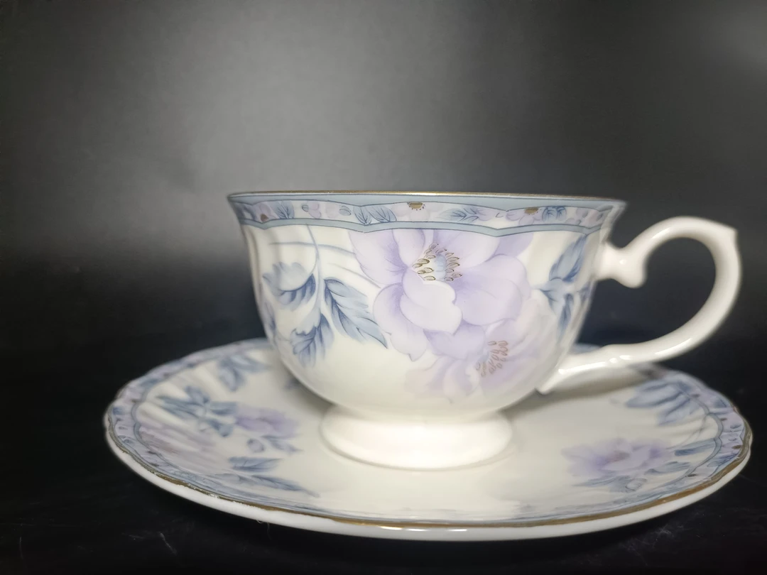 hoya豪雅紫花咖啡杯家用水杯精致高档陶瓷全新01/95