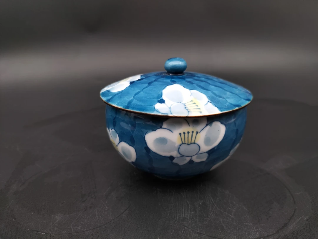 庆四郎彩绘青瓷盖杯 01/95蓝色