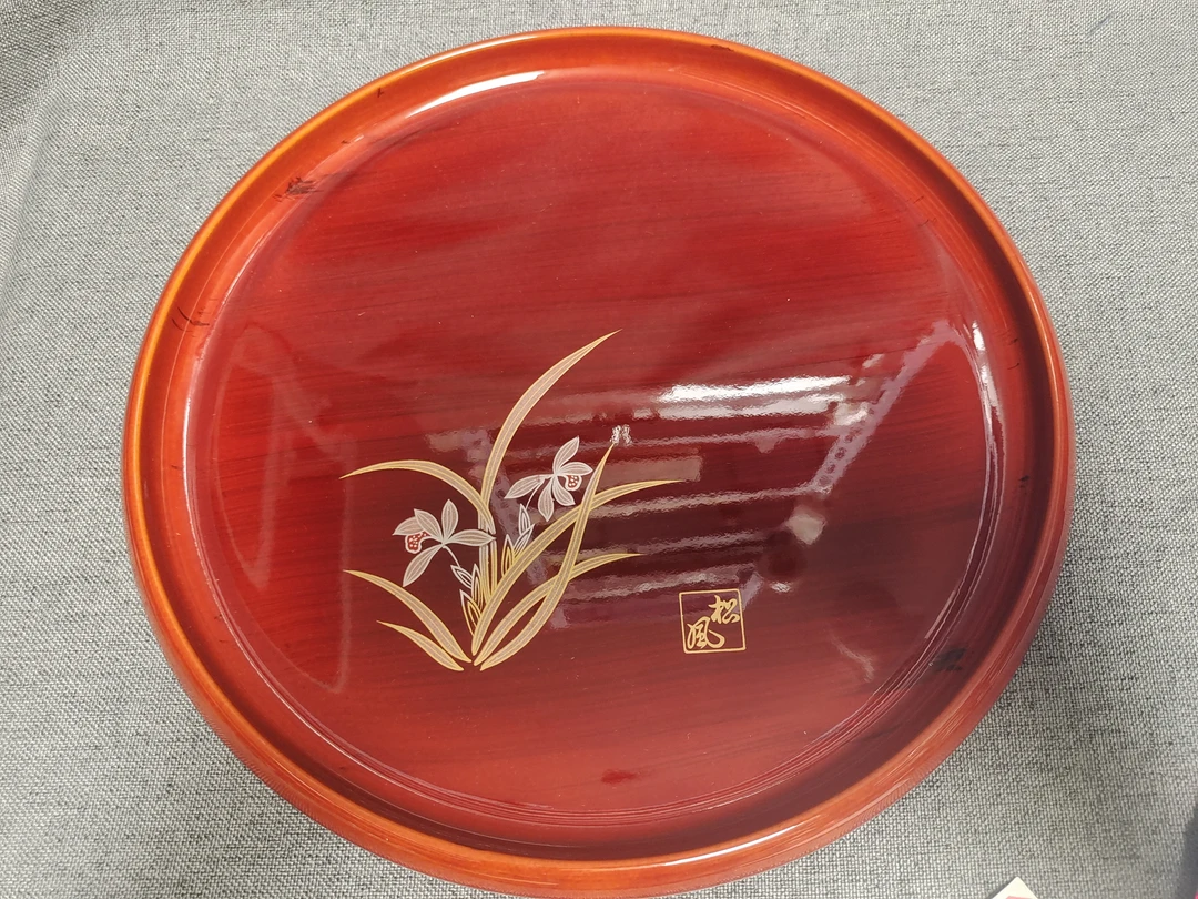 大漆兰花茶托 松风款01/100-1原盒 手工