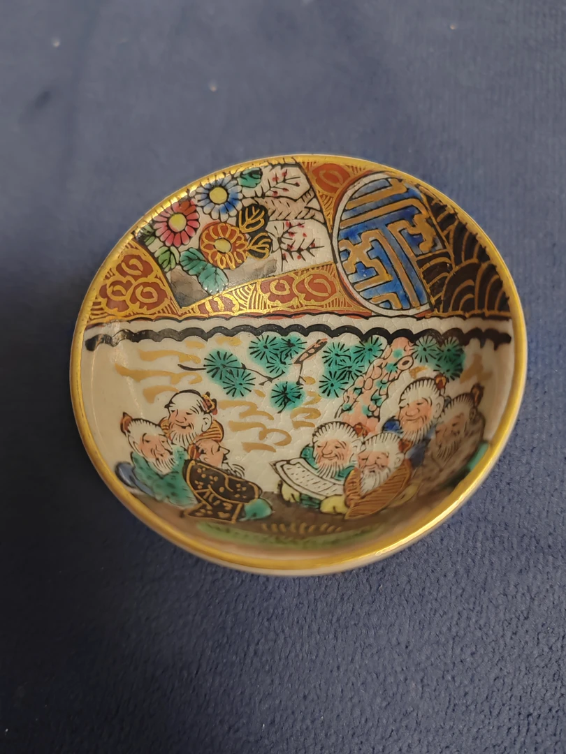 九谷庄三手绘高脚盏01/31wj手工