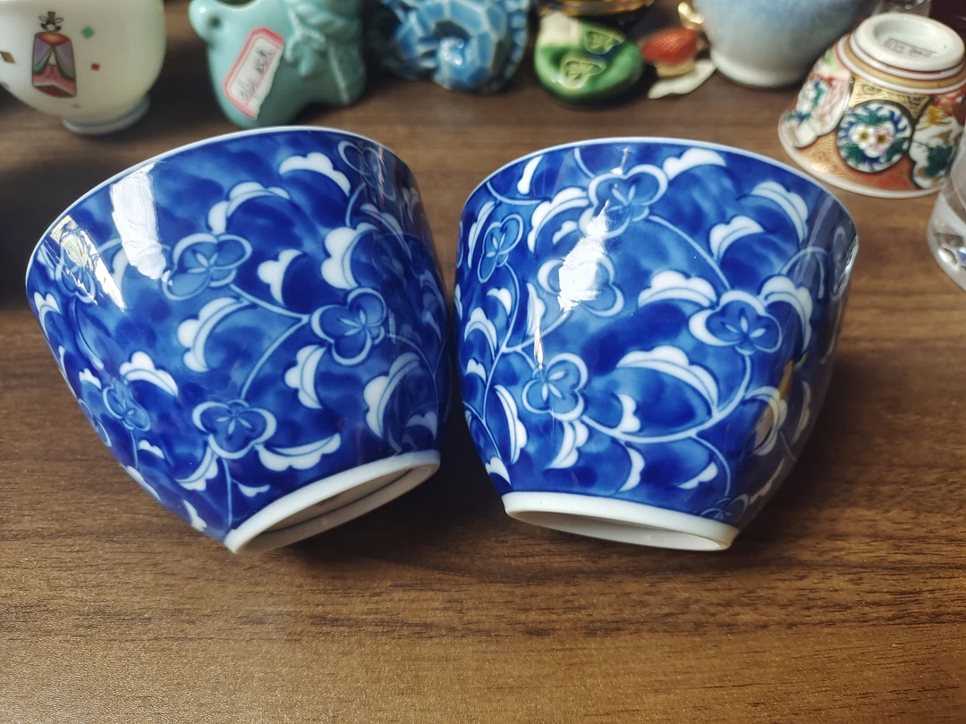 橘吉青花杯一对01/13wj手工