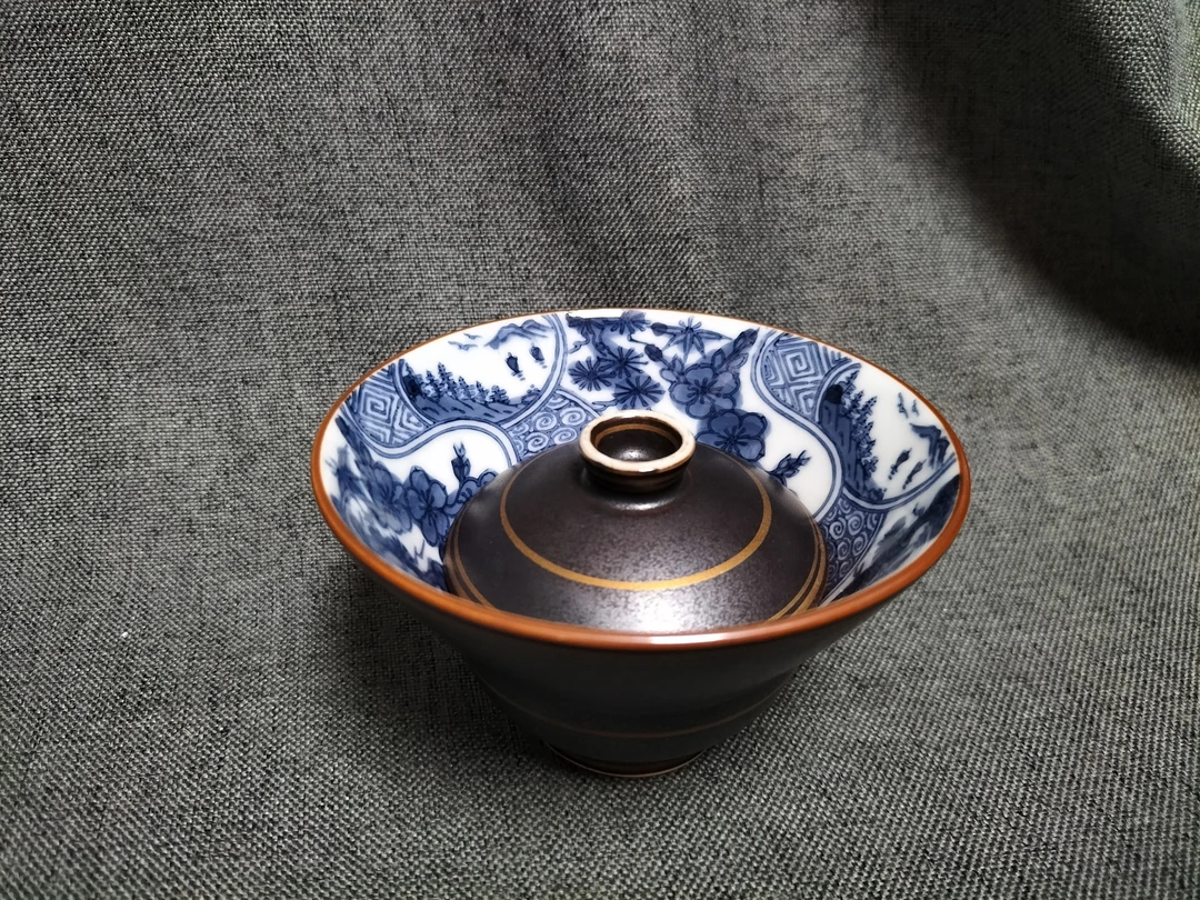 掛谷青花内绘杯子01/12