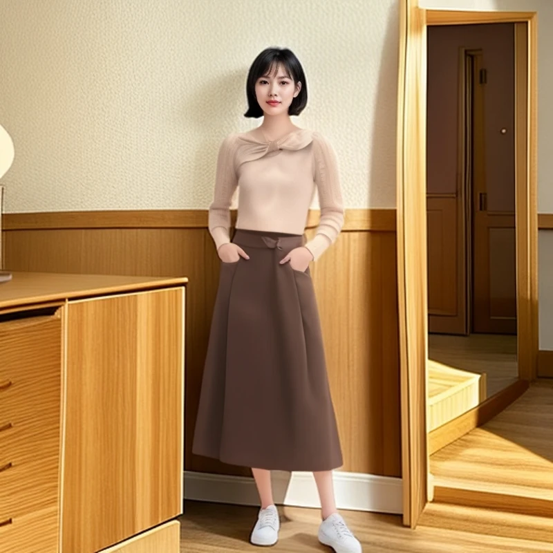 2024秋冬新款气质显瘦钉钻不规则蝴蝶结针织蕾丝打底衫女内搭上衣