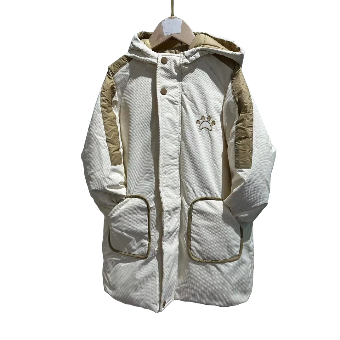 699【22081】米白色长款爪印羽绒服-K2ACC422081