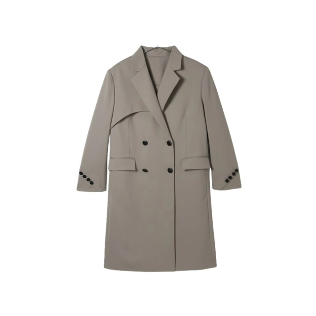 长款绵羊毛气质风衣（不含配饰）-0108