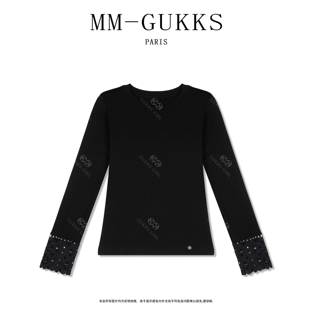 明明GUKKS『月光』秋冬气质黑色显瘦上衣T恤高级感百搭打底衫