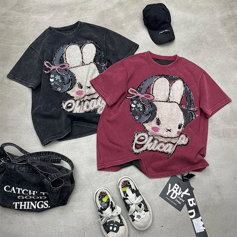 潮牌T恤女2024新款爆款洋气时尚高档打底衫宽松欧货减龄高级上衣