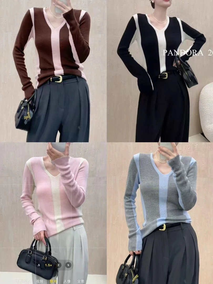 小众设计师款V领显瘦百搭打底衫
