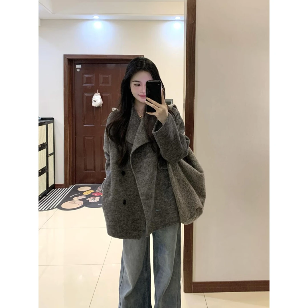 solo爆爆双面羊绒呢子大衣女冬季新款高级感小个子中长款毛呢外套