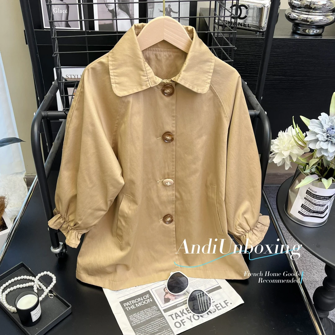 〖ANDI〗订制秋季韩系中大童洋气时尚风衣外套1327