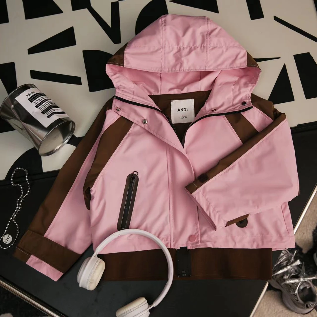 〖ANDI〗订制秋季新款中大童拼色韩版连帽外套2537