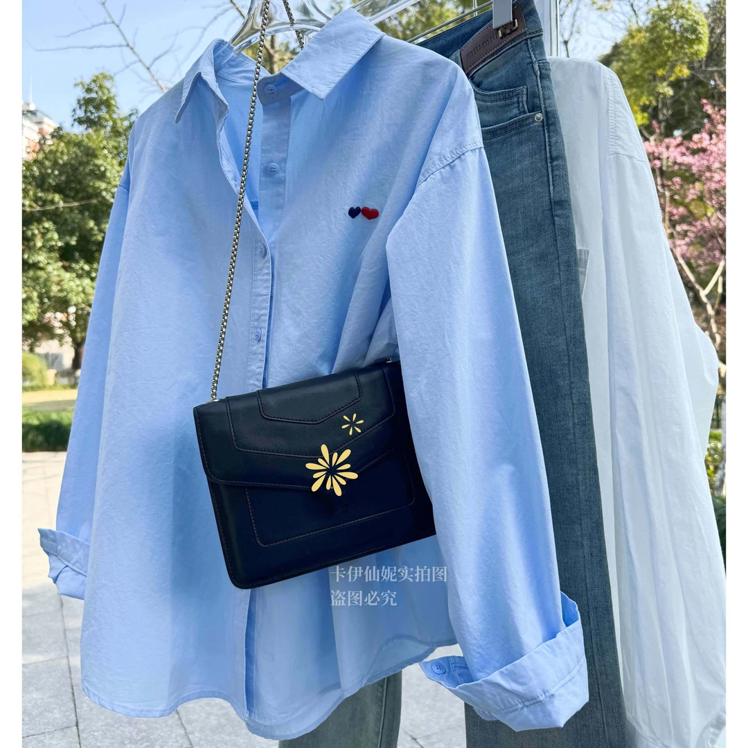 时尚衬衣外套简约刺绣小个子外穿宽松休闲春秋季外搭潮流上衣