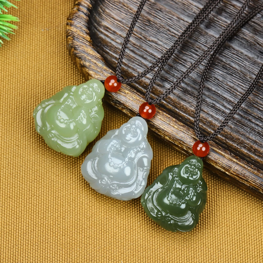 正品和田玉弥勒佛吊坠佛公挂件气质时尚颈饰（多样性发货拍一发一）