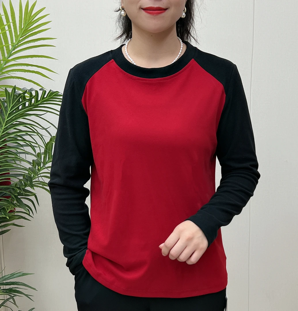 【德绒插件】圆领休闲百搭打底衫上衣小衫带标1114