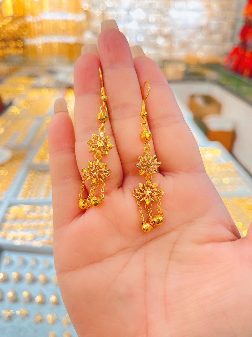 铜合金亚克力耳饰 铜合金材料民族风挂钩耳环时尚精美手工金耳坠