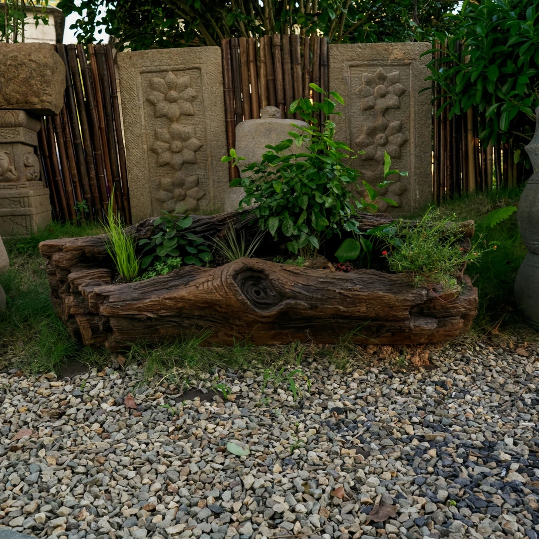 院景翁仿老树桩花槽 庭院花园阳台民宿仿石花器庭院景观摆件