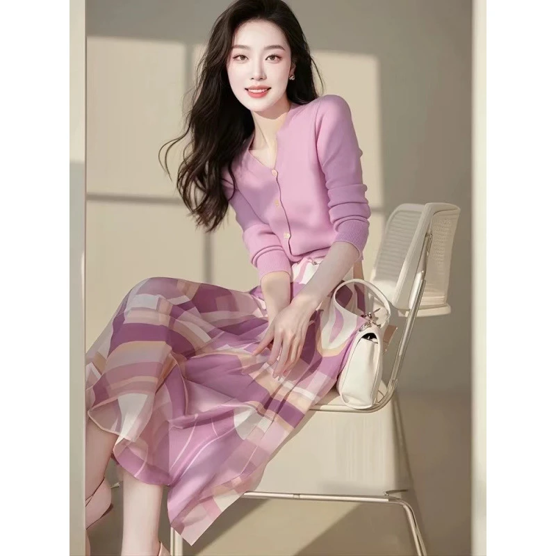 2025早秋穿搭韩风chic大方得体的职业独特绝美小裙子两件套装女装