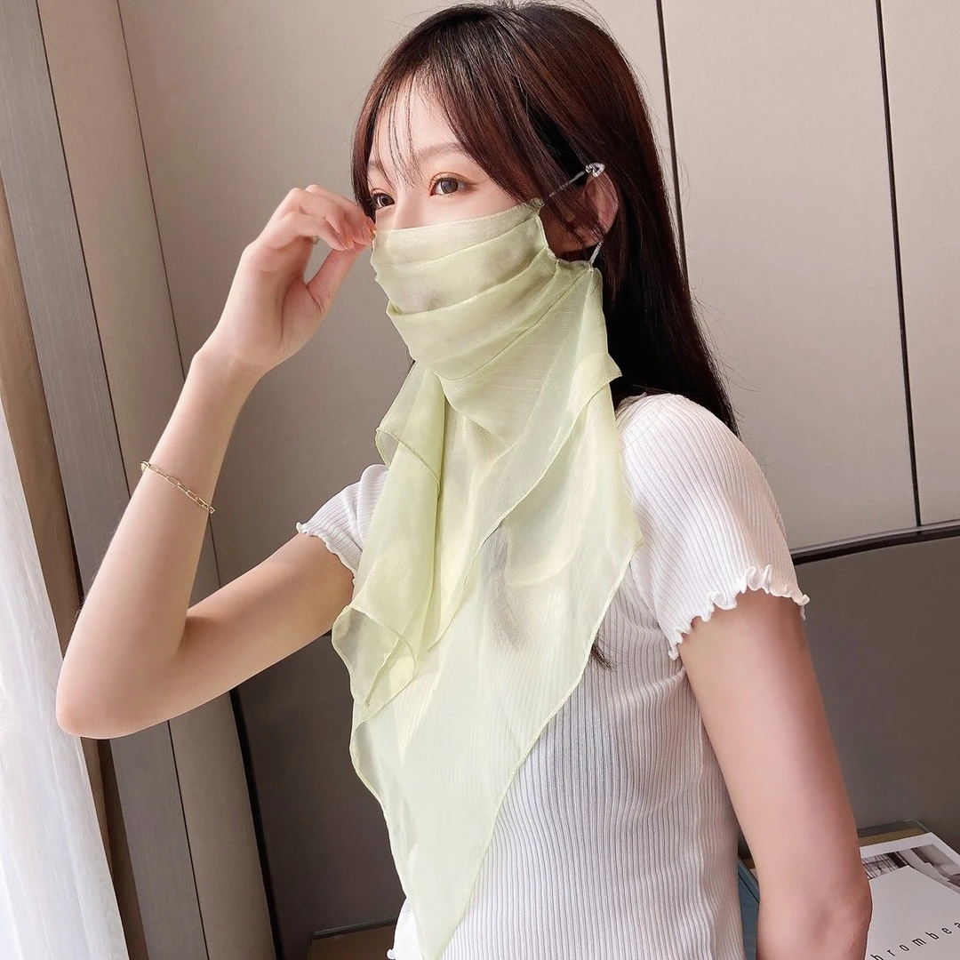 夏天防晒面纱女天丝口罩透气护颈真丝面罩全脸薄款脸罩遮阳