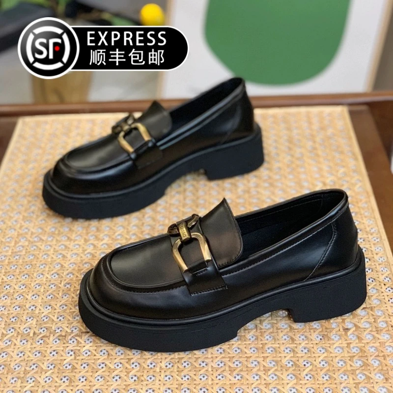 【万达专柜清仓】春夏季时尚休闲厚底学院英伦风小皮鞋女春夏百搭黑