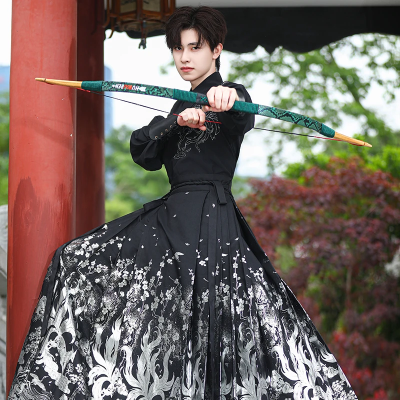 新中式汉服男女cp中国风刺绣交领上衣九尾狐马面裙武侠风表演出服