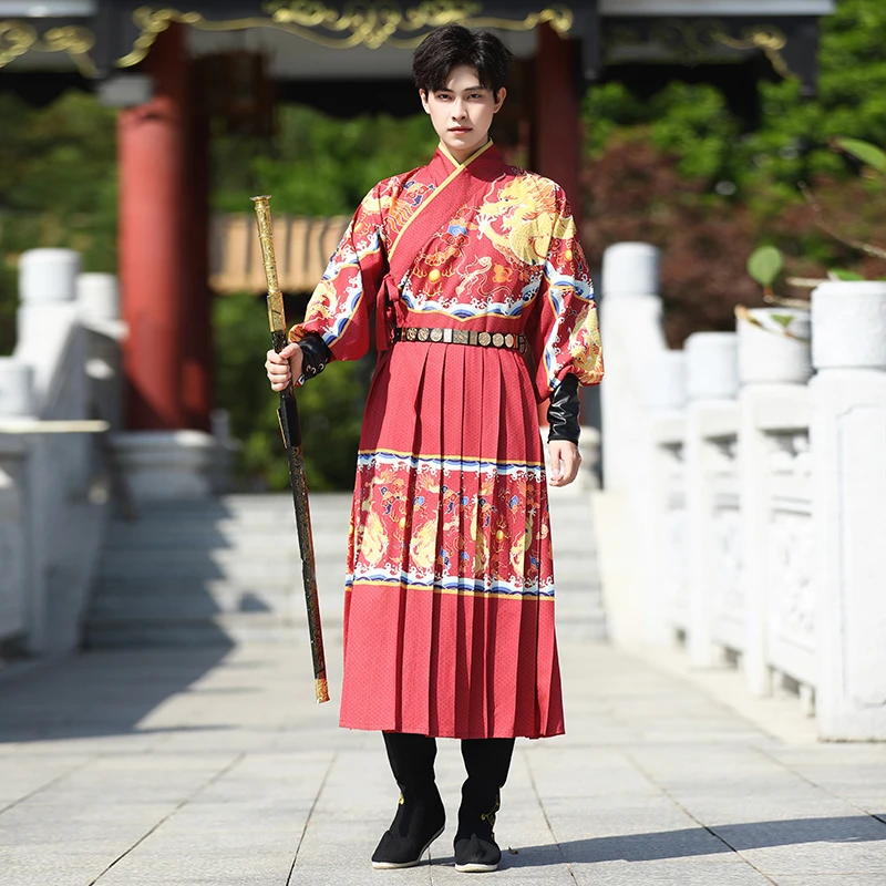 飞鱼服汉服男女红色锦衣卫武侠客风侍卫龙年战袍剑客表演出服古风