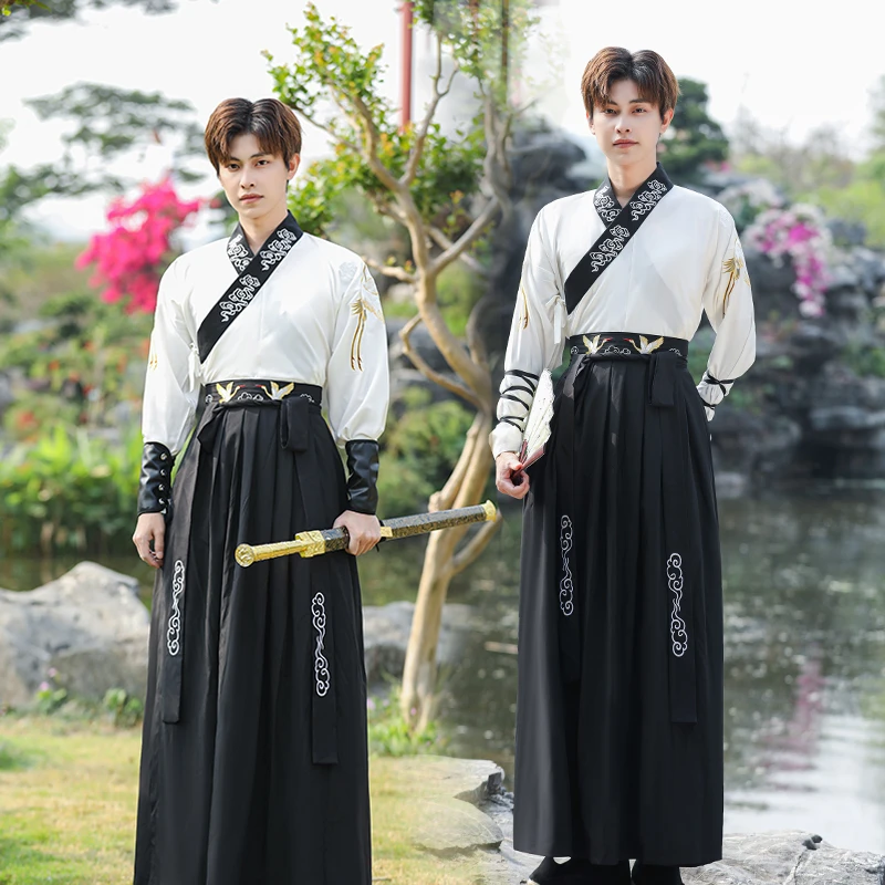 原创新款帅气绣花汉服中国风公子武侠男女学生班服青年团队表演服