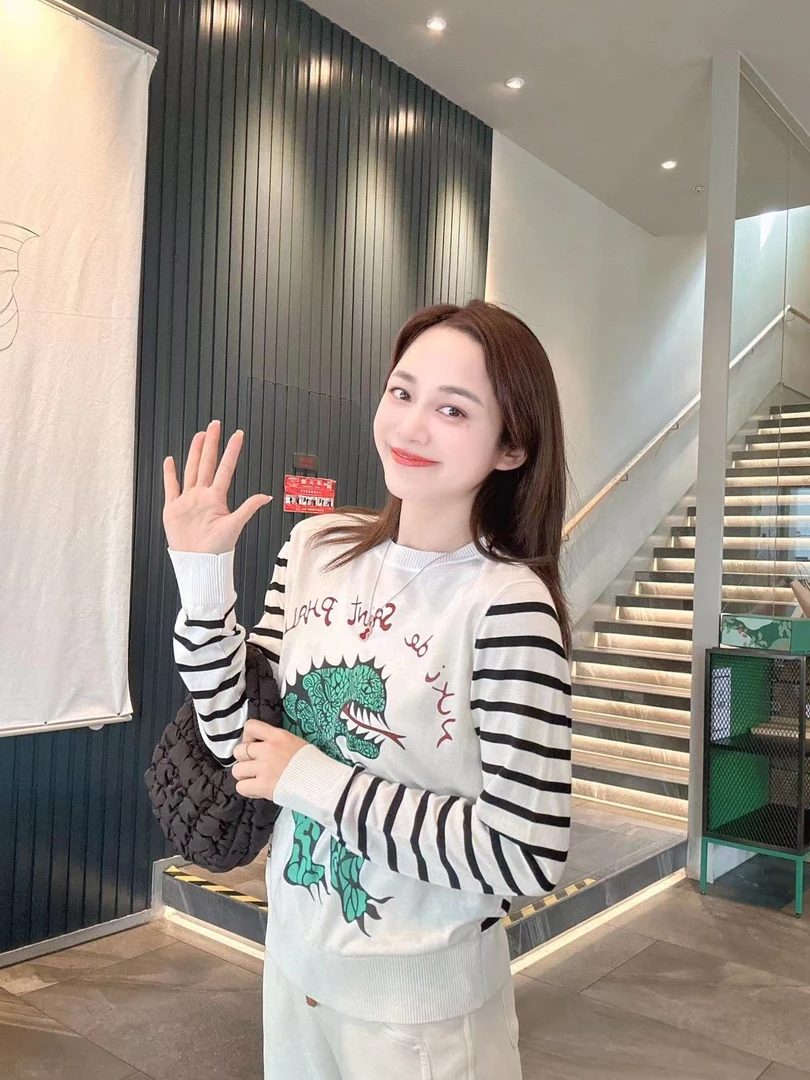 YTTRIUM LIN【怪兽印花】长袖针织衫时尚气质百搭40299