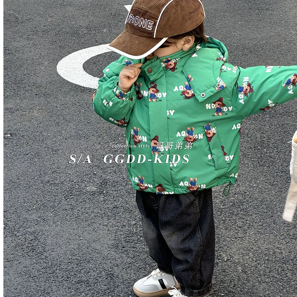 冬新潮童韩版百搭洋气宝宝羽绒服三合一套GD-23735卡通羽绒服套装