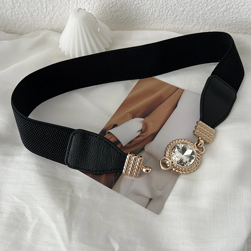 新款时尚弹力松紧腰封女士装饰连衣裙子束腰显瘦黑色百搭腰带现货