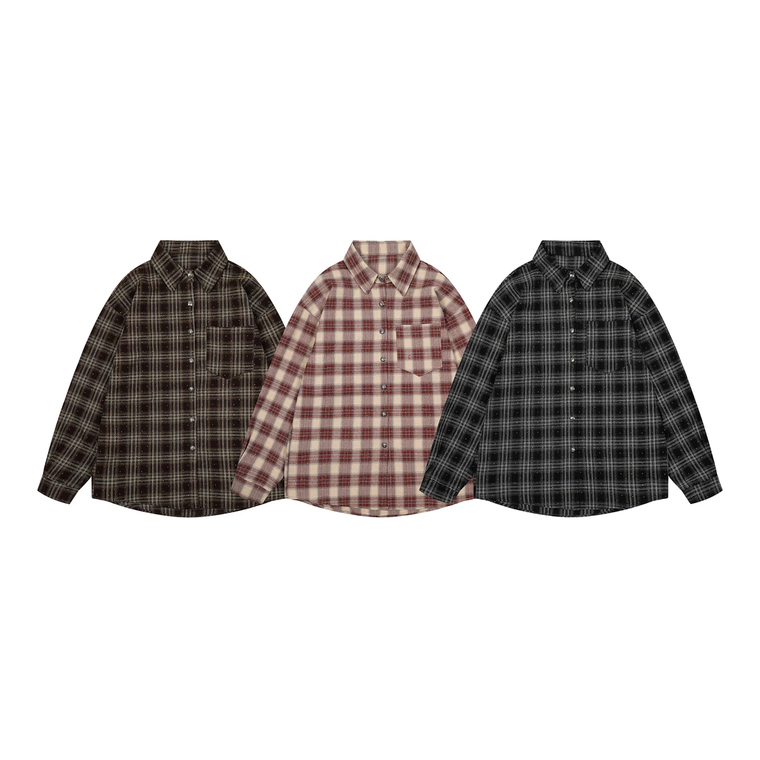 TEEINXX设计感潮流镶钻格子衬衫女-NZ168