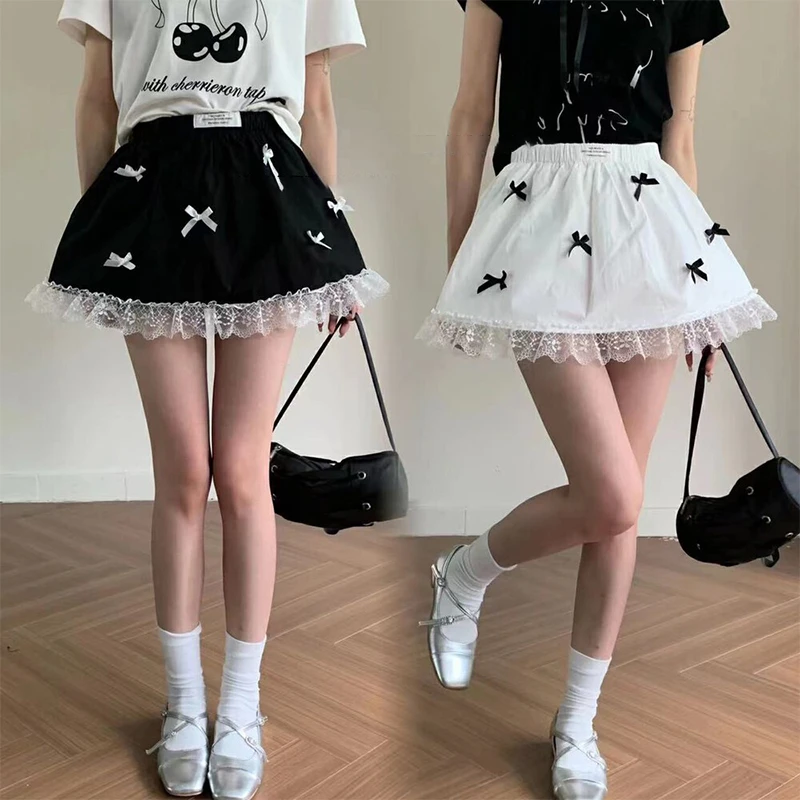 TEEINXX时尚立体蝴蝶拼接蕾丝半身裙（有安全裤）VK015