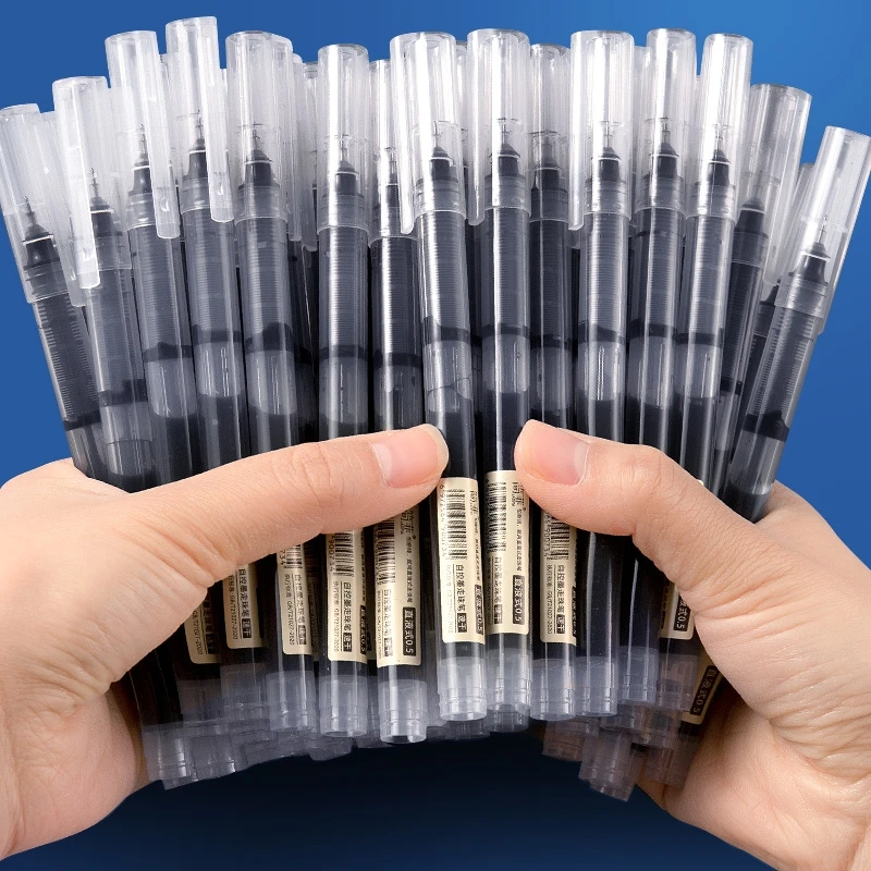 【12支装】速干直液式走珠笔中性笔学生用大容量黑色速干笔0.5m考试