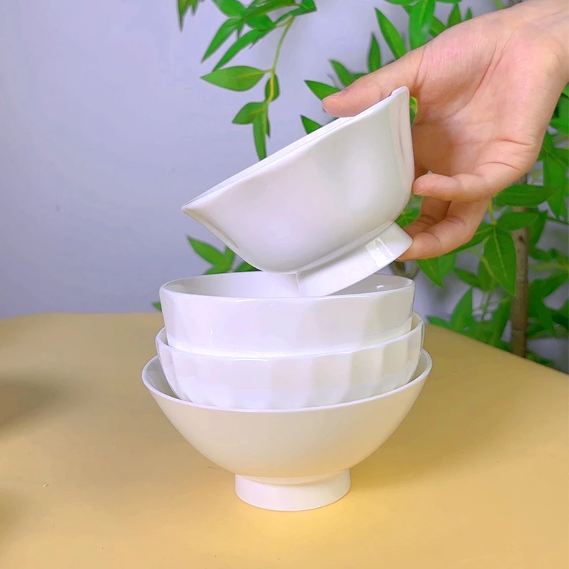 ★佳选★米饭碗 个性纯白色无铅家用骨瓷吃饭韩式饭碗方碗陶瓷汤碗