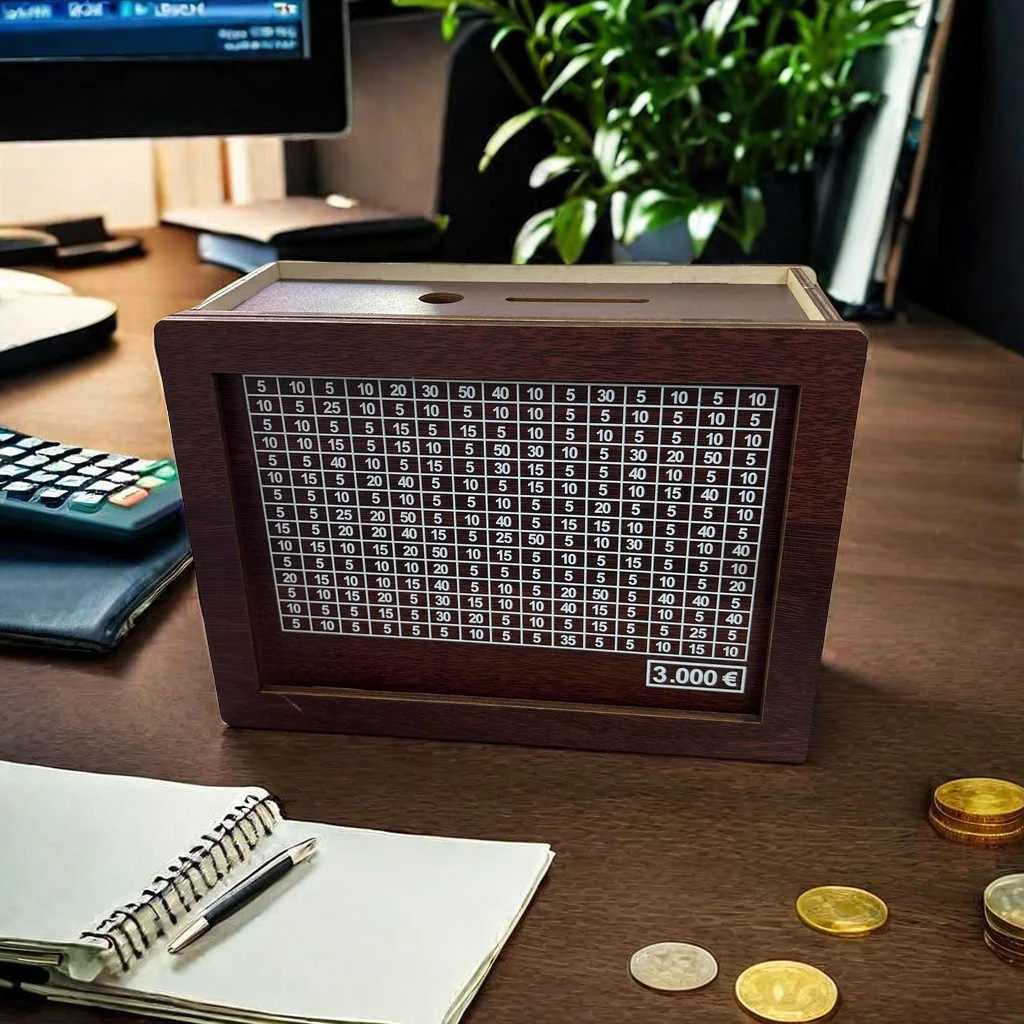 木质存钱罐只存不取数字存钱计划纸币硬币都可存放高颜值桌面摆件