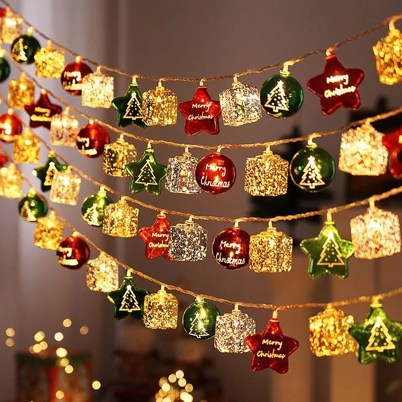圣诞节树灯装饰品彩灯球闪灯串灯装扮氛围店铺橱窗挂饰创意小挂件