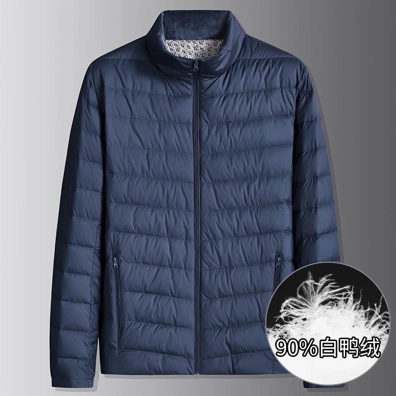 加肥加大码轻薄羽绒服男秋冬季胖子立领90白鸭绒男士保暖外套大号