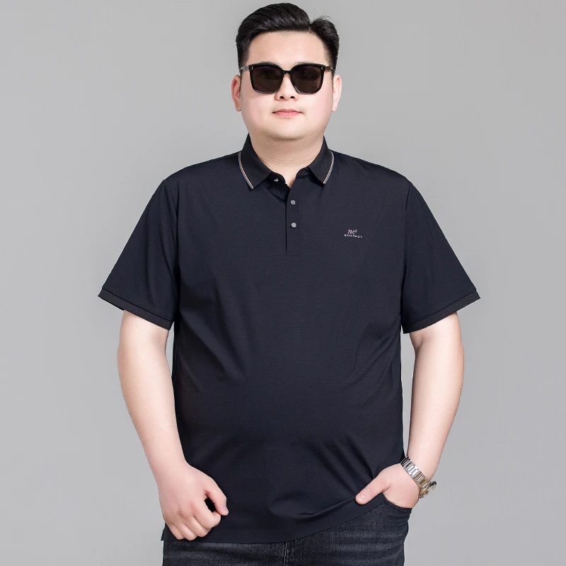 夏季男士大码运动polo衫男短袖冰丝t恤加肥加大胖子宽松半袖体恤