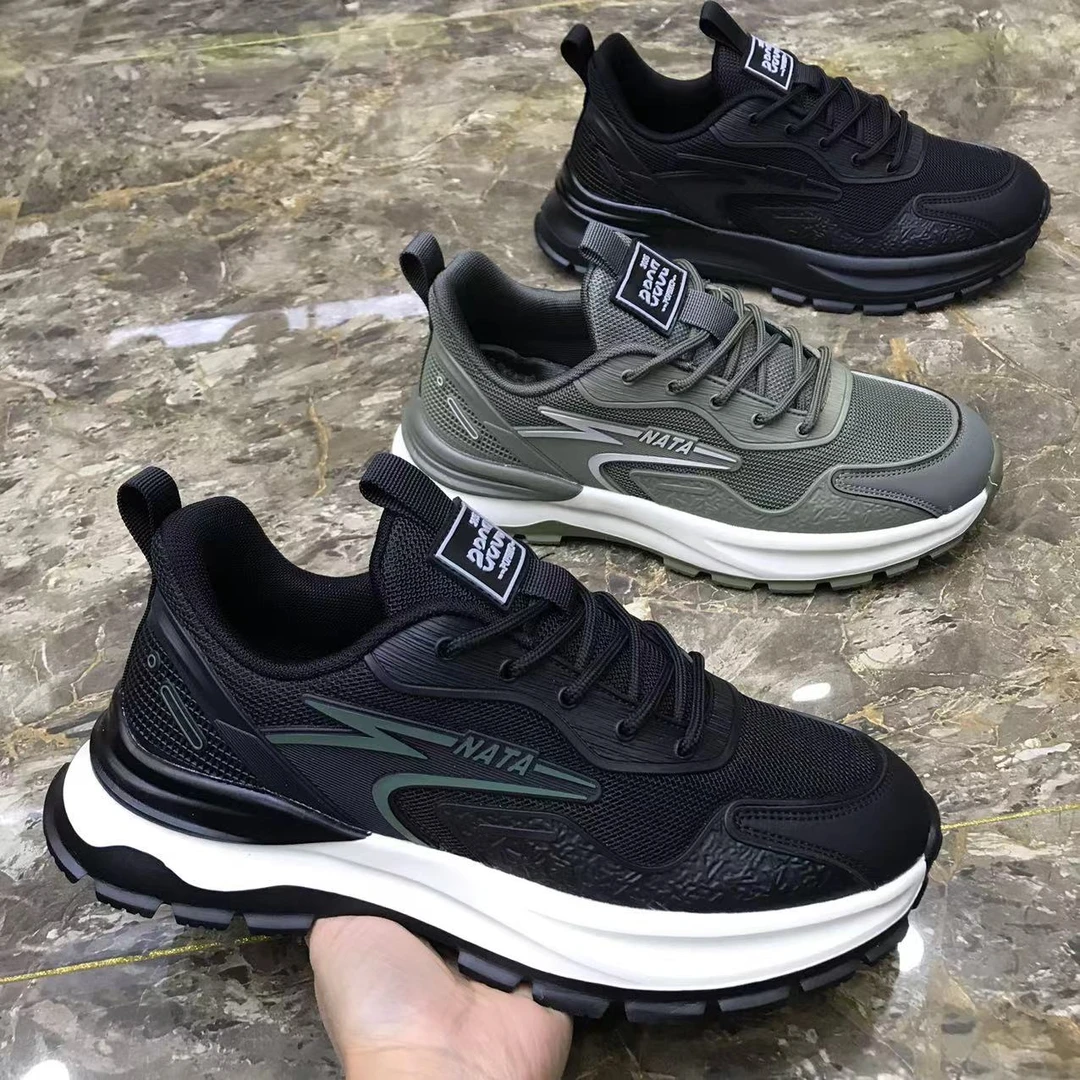 莎6281男鞋春季2024新款飞织网面透气低帮运动时尚休闲鞋