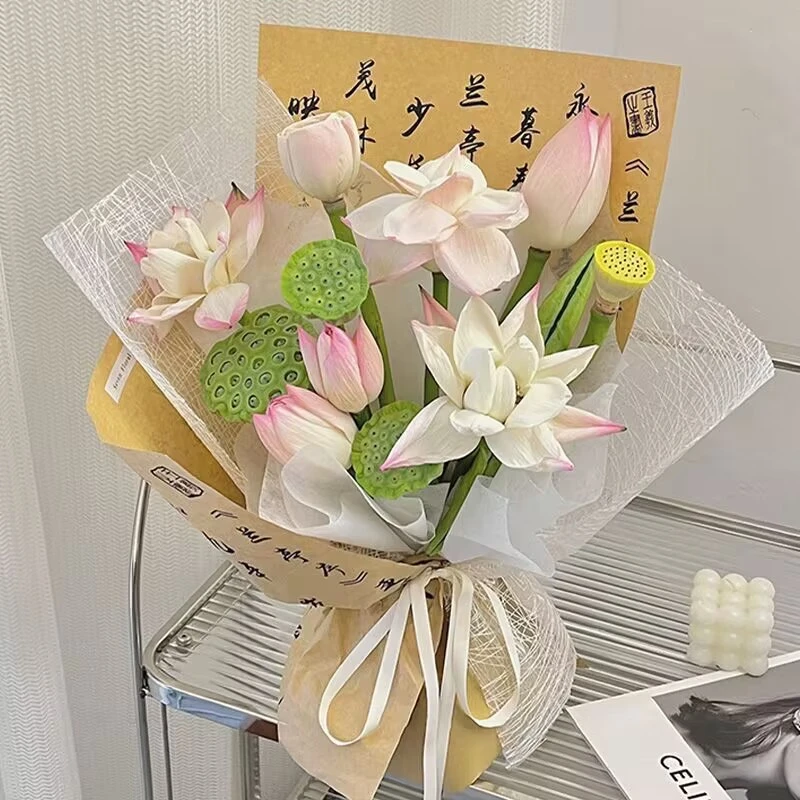 国风包装纸防水中国兰亭序鲜花书法向日葵花束花纸花店花艺材料