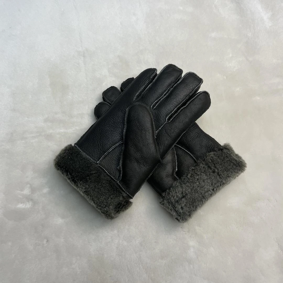HX皮匠兄2022新款皮毛一体手套真皮手套原生态羊羔毛手套户外保暖