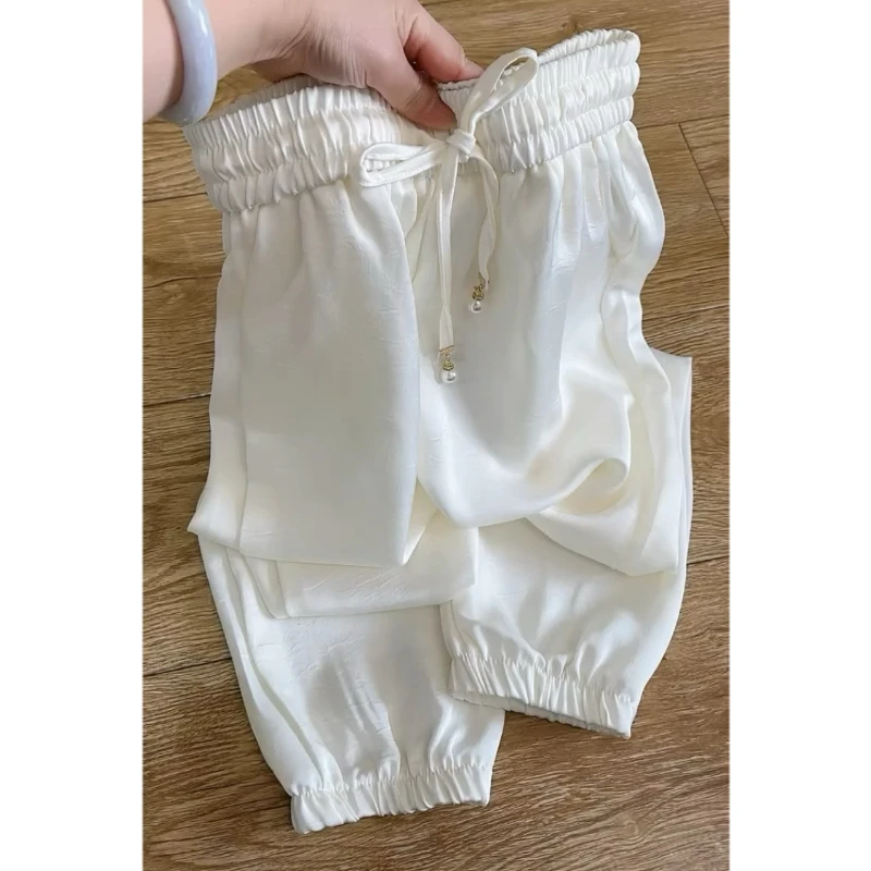 Aimeerosa/艾洛莎凉凉灯笼裤百搭宽松束脚九分高腰遮肉薄款休闲裤