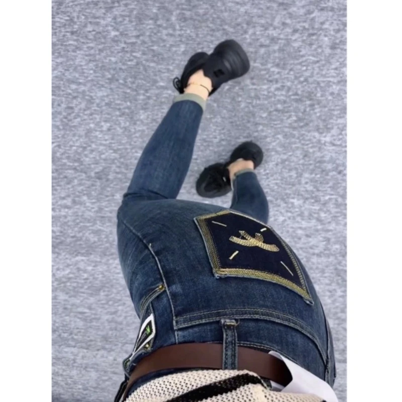 Aimeerosa/艾洛莎2023早秋季新款牛仔裤宽松显瘦小个子高腰铅笔裤