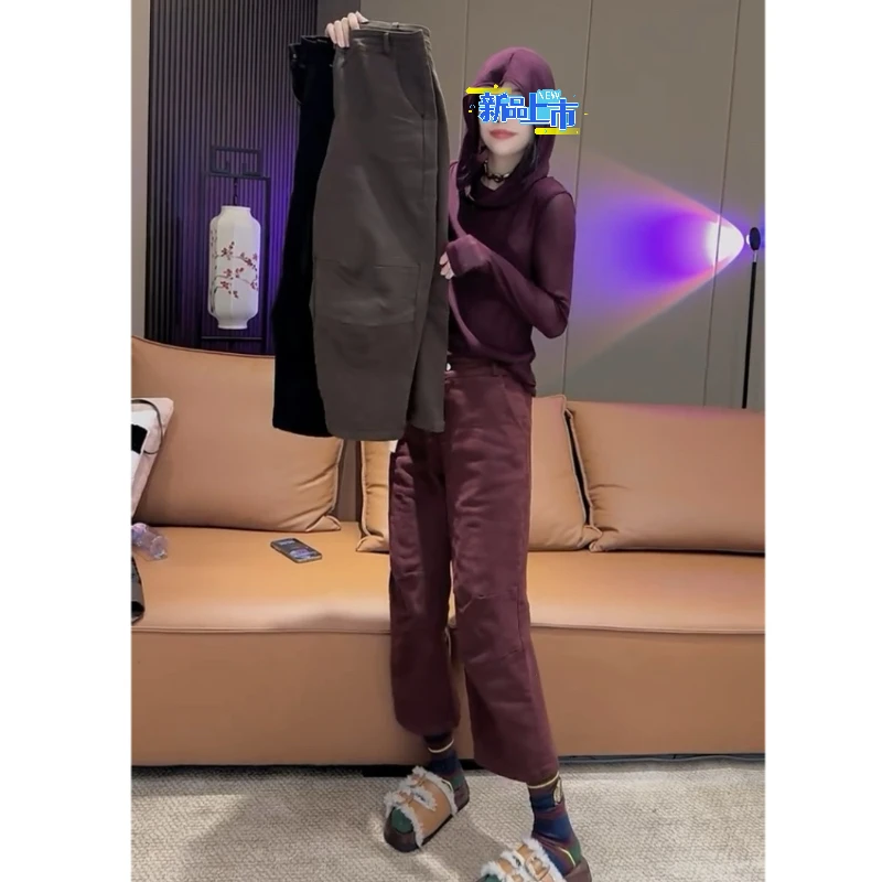 Aimeerosa/艾洛莎奶奶裤时尚气质八分裤秋季小众牛仔裤女网红百搭