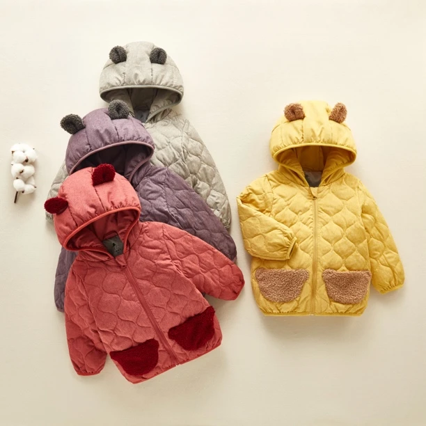 儿童羽绒服小熊布衣秋冬小童婴幼儿白鸭绒连帽外套