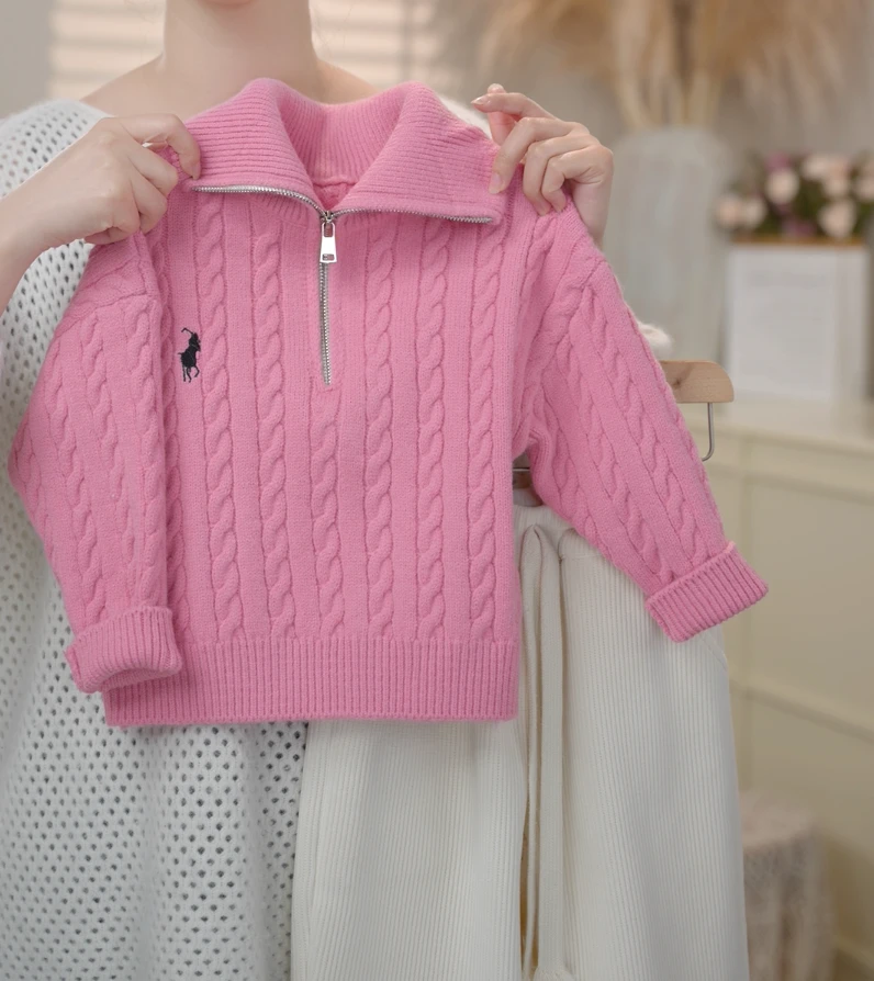 【多喜乐】2023冬季新款女童韩版绞花复古套头毛衣针织百搭时尚